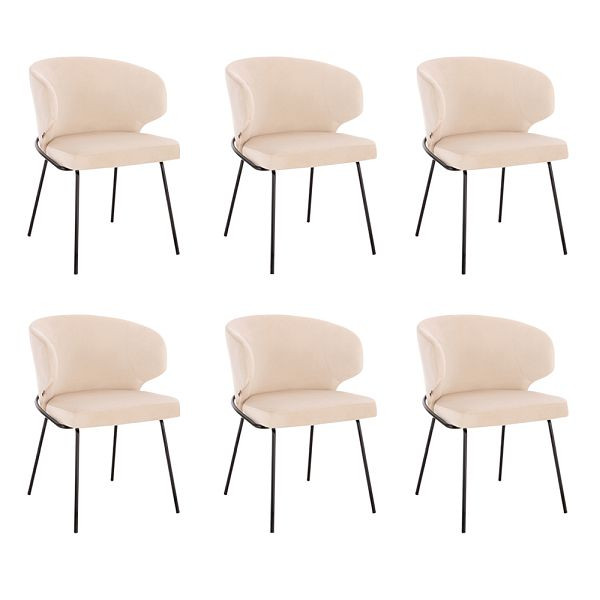 HOME DELUXE Esszimmerstuhl AMARA Samt Beige - Stückzahl: 6, 55992