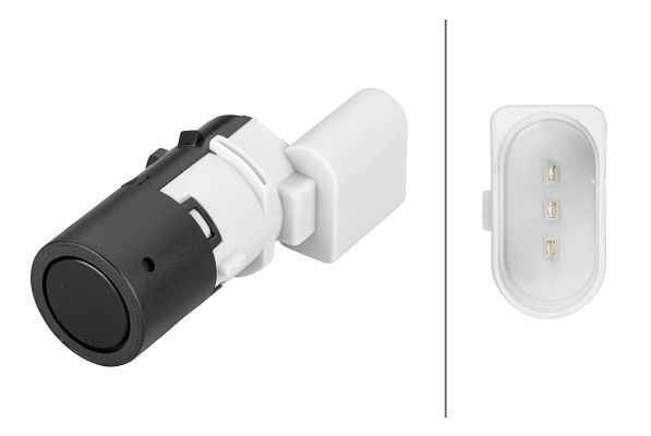 HELLA Sensor, Einparkhilfe, gerade, 3-polig, gesteckt, lackierbar, 6PX 358 141-001