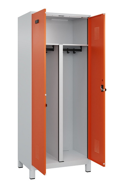 C+P PSA Schwarz-Weiß-Spind Evolo PLUS, mit Füßen, 2 Abteile, 1950x800x500mm, 70, Frontfarbe RAL 2004 Reinorange, Drehriegel, 049012-22P S10002