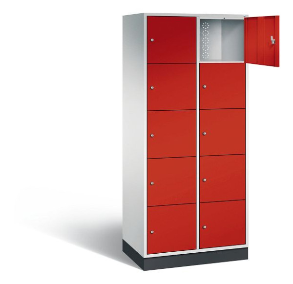 C+P XL-Schließfachschrank Intro, H1950xB820xT490mm, Farbe: Lichtgrau / feuerrot, 8570-202 S10051