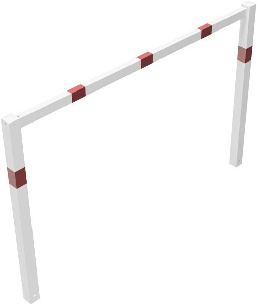 Schake Wegesperren feststehend, geschweißt mit Oberholm, feuerverzinkt und weiß beschichtet, Gesamtbreite: 2000 mm, 4014_20B