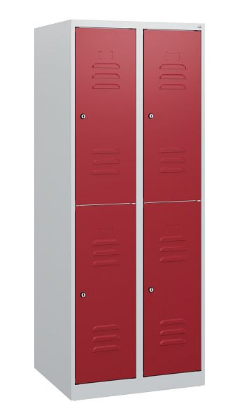 C+P Doppelstöckiger Spind Classic PLUS, 2 Abteile, 1530x600x500mm, 7035/3003, Zylinderschlösser, 0803005-20 S10016