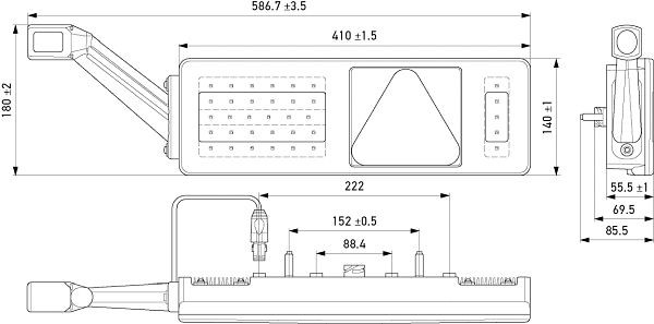 HELLA Heckleuchte, LED, 24V, rechteckig, Anbau, 7/2-polig, rechts, 2VP 340 970-041