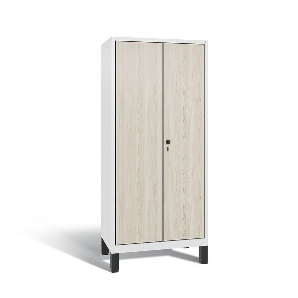 C+P Putzmittel-Spind Evolo, 2 Abteile, H1850xB810xT500 mm, Weiß/HPL Esche, 48110-02 S10187