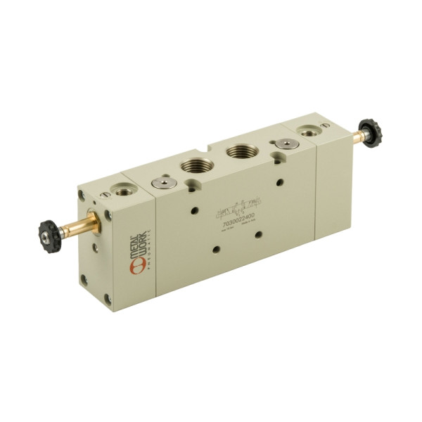 Metal Work 5/3-Wegeventil, elektropneumatisch, Steuerluftzufuhr extern, Mitte entlüftet, G 1/2, 147136