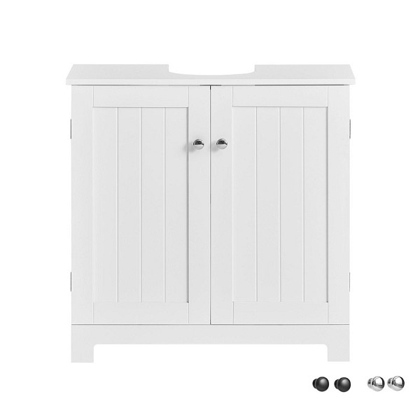 SoBuy Waschbeckenunterschrank mit zwei Türen Weiß 58x30x60 cm, Funktional, BZR18-II-W