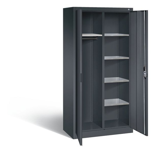 C+P Akten-/Garderobenschrank Acurado, H1950xB930xT500mm, Farbe: Schwarzgrau, Muldengriff, 8921-312 S10283