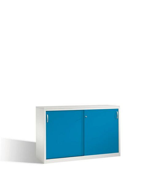 C+P Sideboard mit Schiebetüren Acurado, H1000xB1600xT500mm, Farbe: Lichtgrau / Lichtblau, Bügelgriff, 2156-00 S10062