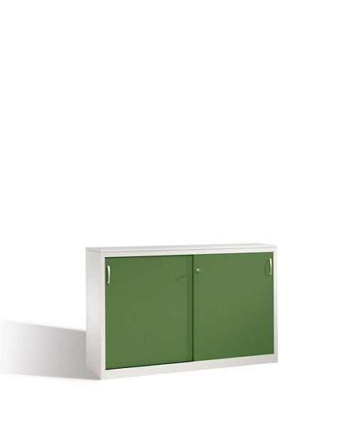 C+P Sideboard mit Schiebetüren Acurado, H1000xB1600xT400mm, Farbe: Lichtgrau / Resedagrün, Bügelgriff, 2146-00 S10065
