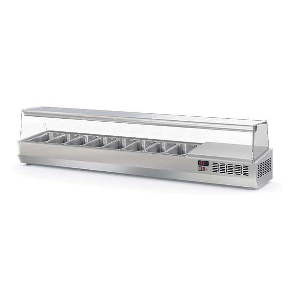 Vaiotec TOPLINE Kühlaufsatz mit Glasabdeckung 8xGN1/4, 1795 x 336 mm, 11880