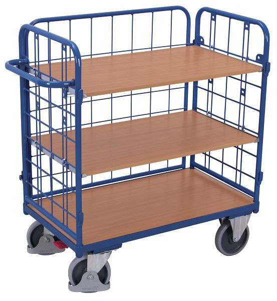 VARIOfit Etagenwagen niedrig, Außenmaße: 1.040 x 525 x 1.180 mm, RAL 5010 enzianblau, sw-500.307