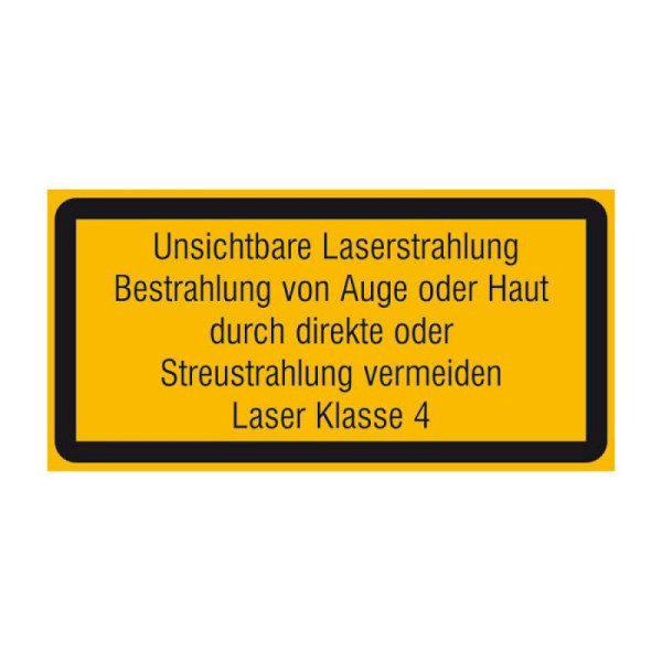 Stein HGS Laserkennzeichnung/Warnzusatzschild Unsichtbare Laserstrahlung, 105 x 52 mm, 21.1954