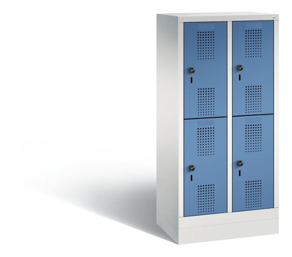 C+P Kindergarten-Spind Evolo, 4 Fächer, H1300xB610xT300 mm, Grau/Fernblau, 483203-20 S10055
