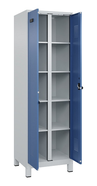C+P Wäsche-Spind Evolo PLUS, mit Füßen, 2 Abteile, 1950x600x500mm, 7035/5023, Verschluss Drehriegel, 049012-20B S10008
