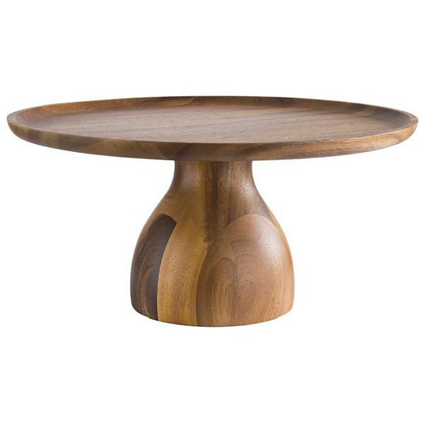 APS Servier- und Tortenplatte, Ø 33 cm, Höhe: 16 cm, Akazienholz, möbelschonende Unterseite, -ACACIA-, 33295
