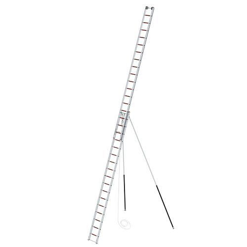 Krause Seilzugleiter Aluminium, 3-teilig, 2 x 17 Sprossen, mit Stützen, 305102