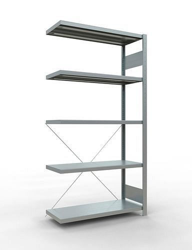 Schulte Fachbodenregal, Anbaufeld, 5 Lagerebenen, Kreuzstrebe, Fachlast 250 kg, 1006 x 436 x 2000 mm, 278742