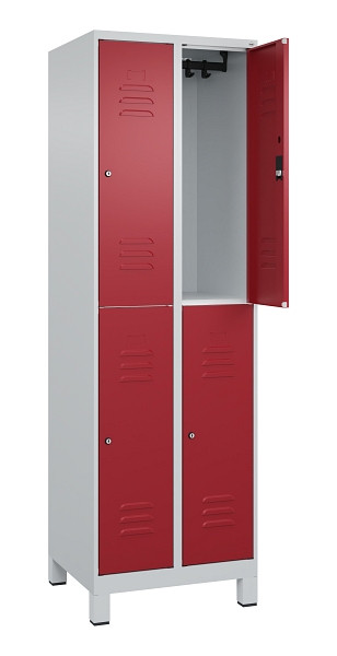 C+P Doppelstock-Spind Classic PLUS, Füße, 2 Abteile, 1950x600x500mm, 7035/3003, 080310-20 S10016