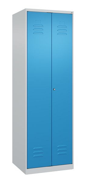 C+P Mehrzweckschrank Classic PLUS, Putzmittel-Spind, 2 Abteile, 1850x600x500mm, 7035/5012, Zylinderschloss, 080100-00 S10017