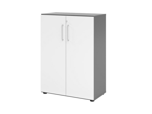 Hammerbacher Schrank 938T3, 3 OH, Korpus: Graphit / Front: Weiß, 80 x 42 x 110 cm (BxTxH), V938T3/G/W/BS