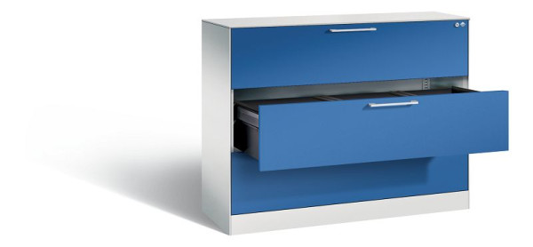 C+P Hängeregistraturschrank Asisto, H1010xB1200xT435mm, Farbe: Lichtgrau / Enzianblau, Bügelgriff, 146041-313 S10115