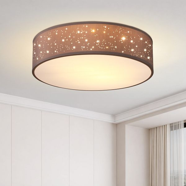 monzana Deckenlampe Taupe Stoff Ø38cm Sternenhimmel, 109410