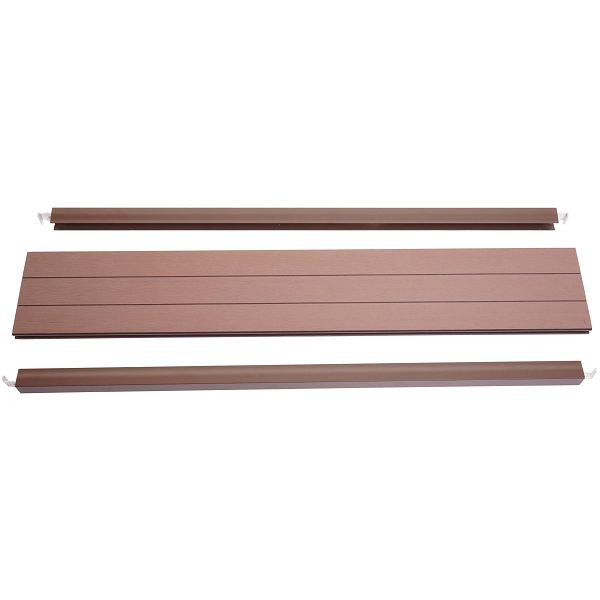 Mendler Abschluss-Set für WPC-Sichtschutz Sarthe, Abschlussprofil Windschutz, Alu-Pfosten, 90cm, braun, 76265