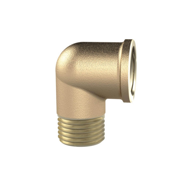 Riegler Winkelstück, 90°, innen/außen, G 1/4, Druck 16 bar, Messing blank, 194108