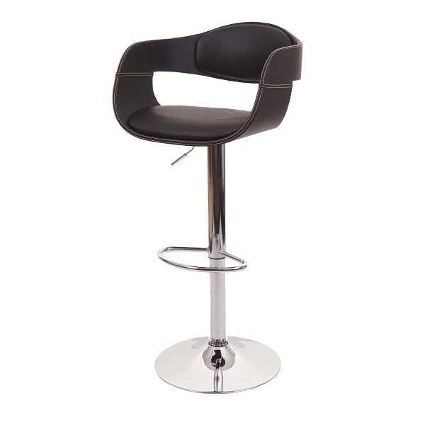 Mendler Barhocker HWC-A47b, Barstuhl Tresenhocker, Retro-Design, Holz Kunstleder, schwarz, 94637