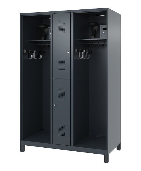 C+P Feuerwehrspind Evolo, Modell MAXI, 2 Abteile, H1850B1300T600 mm, Anthrazit, Füße, 0496315-030 S10007