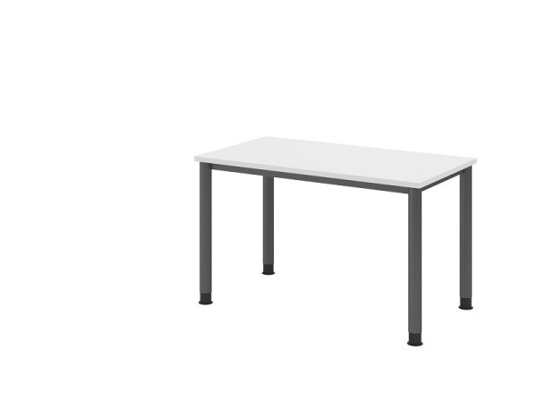Hammerbacher Schreibtisch HS612, 120 x 67 cm, Platte: Weiß, 25 mm dick, 4-Fuß-Gestell in Graphit, Arbeitshöhe 68,5-81cm, VHS612/W/G