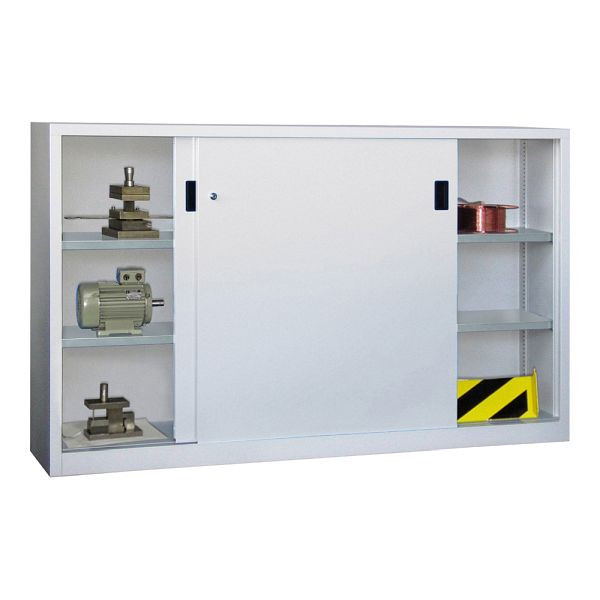 Pavoy Schwerlastschiebetürschrank 1200/2000/400, Mitteltrennwand, 4 verzinkte Fachböden; Drehdruckzylinderschloss, 30331-200-400-611905