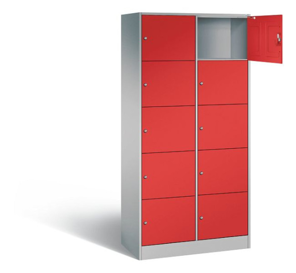 C+P Schließfachschrank Serie 8070, H1950xB900xT480mm, Farbe: Weißaluminium / feuerrot, 82700-20 S10375