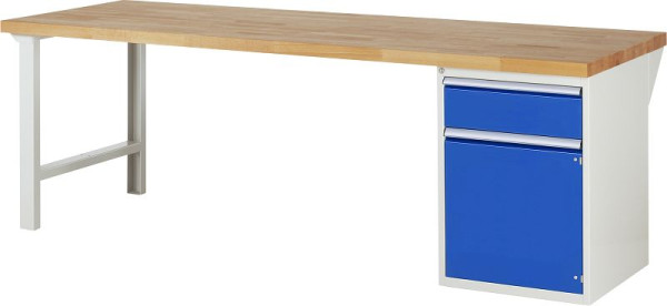 RAU Werkbank Serie 7000 - Baukasten-Bauweise, Unterbau-Container (1x Schublade, 1x Flügeltür), 2500x840x900 mm, 03-7502A1-259B4S.11