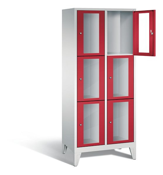 C+P Schließfachschrank Classic, H1850xB810xT500mm, Farbe: Lichtgrau / feuerrot, 8010A223 S10022