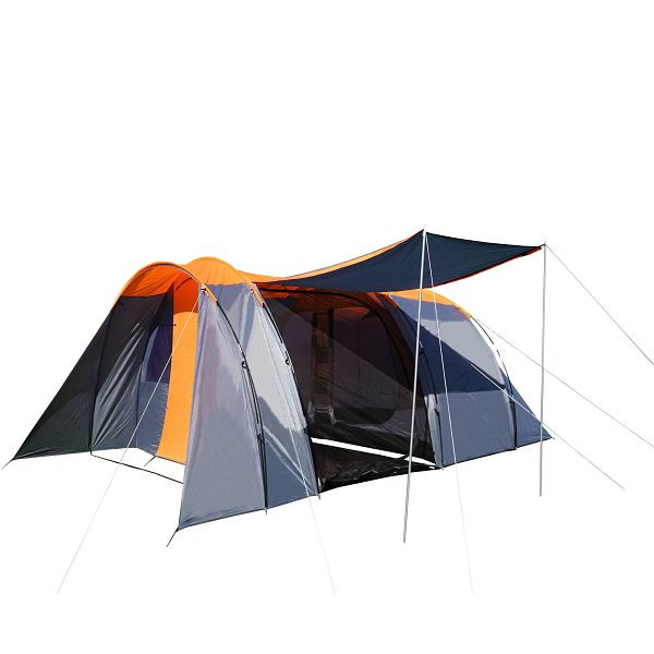 Mendler Campingzelt HWC-A99, 6-Mann Zelt Kuppelzelt Festival-Zelt, 6 Personen, orange/grau, 60023