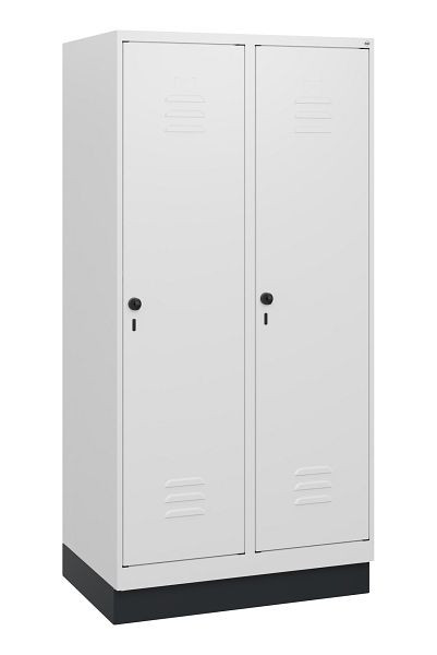 C+P Umkleidespind Classic PLUS, Sockel, 2 Abteile, 1630x800x500mm, 9016/9016, Drehriegel, 0800205-22 S10014