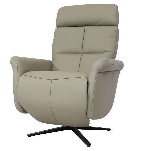 Mendler Relaxsessel HWC-L10, Design Fernsehsessel TV-Sessel Liegesessel, Liegefunktion drehbar, Voll-Leder, grau, 98381