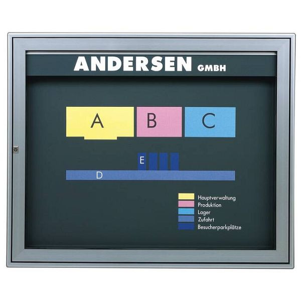 Stein HGS Schaukasten -Infomedia M- mit Sicherheitsschloss, weiß, silber eloxiert, 80mm/40mm, Maße (BxH): 1350 x 1090 mm, 21404-010101