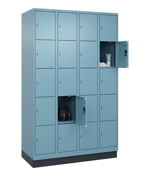C+P Schließfachschrank Evolo PLUS, mit Sockel, 20 Fächer, 1950x1200x500mm, 0010/2406015 RDS Architekturblau, 049020-405 S10021