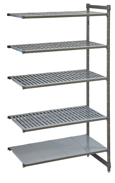 Cambro Camshelving® Basics Anbauregal 4V + 1S 18X36X84 Matt-Graphit, CBA183684VS5580