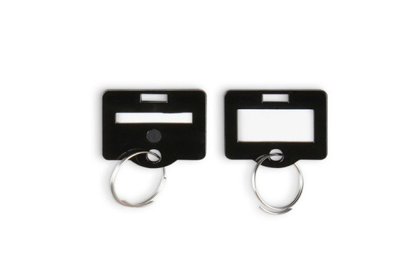 Eichner Schlüsselanhänger aus Kunststoff, mit Schlüsselring, inkl. Beschriftungsetikett, Farbe: Schwarz, VE: 1 Pack à 50 Stück, 9219-01414-100
