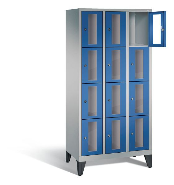 C+P Schließfachschrank Classic, H1850xB900xT500mm, Farbe: Weißaluminium / Enzianblau, 8010A304 S10010