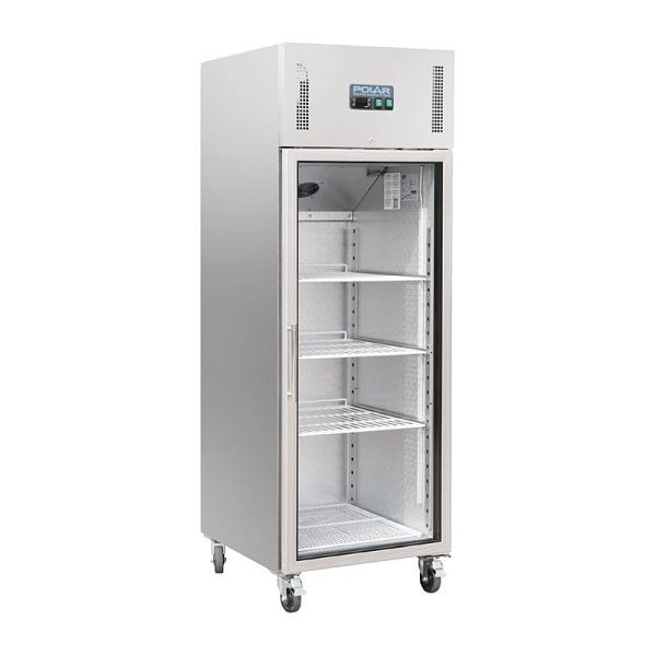 Polar Serie G Gastro Kühlvitrine 1-türig 600L, (Netto: 376 l), 1 Glastür, silbergrau, CW197