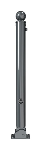 Schake Absperrstilpfosten Typ 474FUHB umlegbar, mit Dreikantverschluss, zum Einbetonieren, Ø 76mm, mit Kugelkopf, RAL 7016, mit 1 Öse, 474FUHB+1