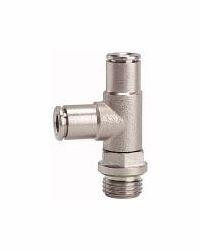 Riegler T-Steckverschraubung, Steckanschlüsse in L-Form, drehbar, Außengewinde zylindrisch mit O-Ring (FKM), 108944