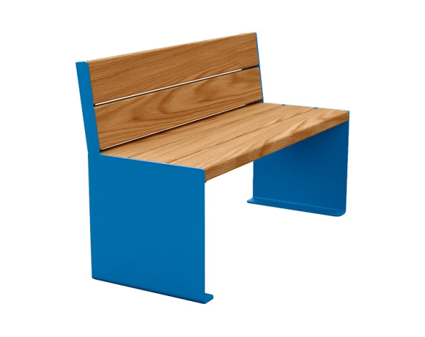 Procity Sitzbank Kube, 1200 mm, Mit Rückenlehne Stahl & Holz Ohne Armlehnen, helle Eiche/RAL 5010, 306380.5010.CHEC