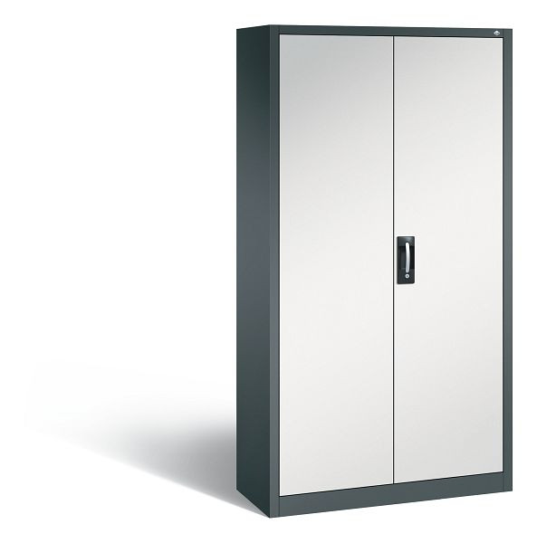 C+P Magazinschrank Serie 13, H1980xB1000xT420mm, Farbe: Anthrazitgrau / Lichtgrau, Muldengriff, 133144A24 S10022