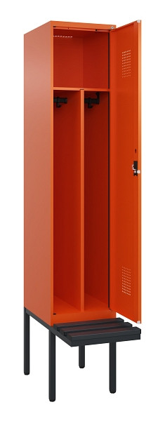 C+P Spind Evolo PLUS, 1 Abteile, 2120x400x815mm, 2004/2004, Haken 4, Zylinderschloss, Sitzfläche Kunststoff, Trennwand, 0490407-12F S10103