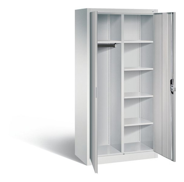 C+P Akten-/Garderobenschrank Acurado, H1950xB930xT500mm, Farbe: Lichtgrau / Weißaluminium, Muldengriff, 5 OH, 9280-30 S10364